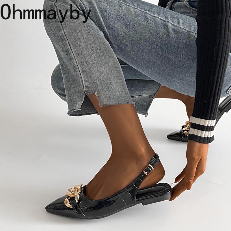 Sandales d'été pointues pour femmes de créateur, mode peu profonde, mules à brides arrière, chaussures plates élégantes pour dames