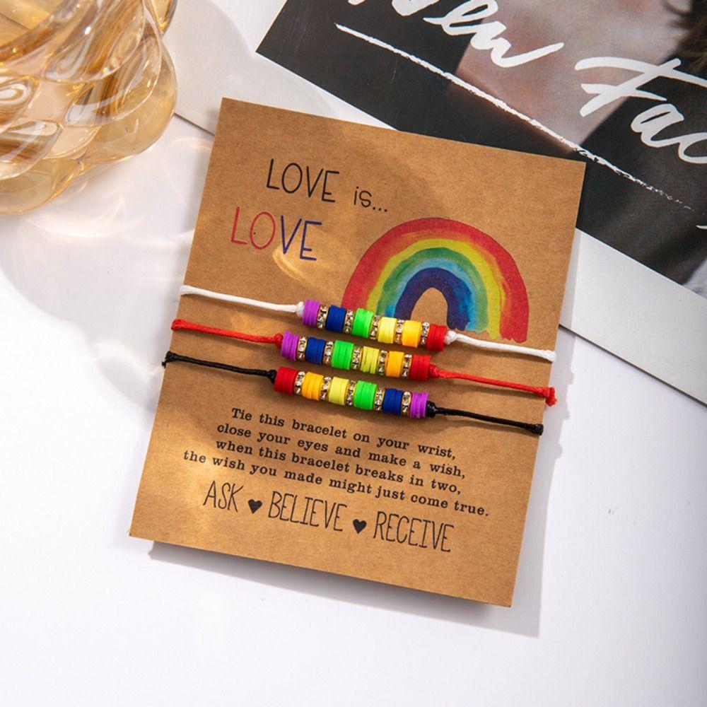 3Pcs/set Boho Rainbow Beaded Bracelet Love Heart Friendship Braided Rope Couple Bracelet  Couples