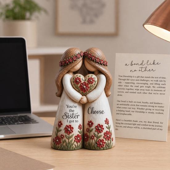 Schwesternschaft Statue, Schwestern für immer Handgefertigte Harzskulptur mit 2, 3, 4 Schwesterfiguren, Freundschaftsgeschenke für Frauen