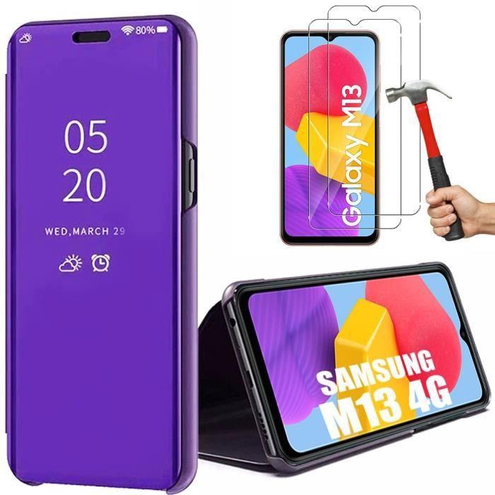 Coque + 2 Verres Trempés pour Samsung Galaxy M13 - Clear View Protection Antichoc Violet