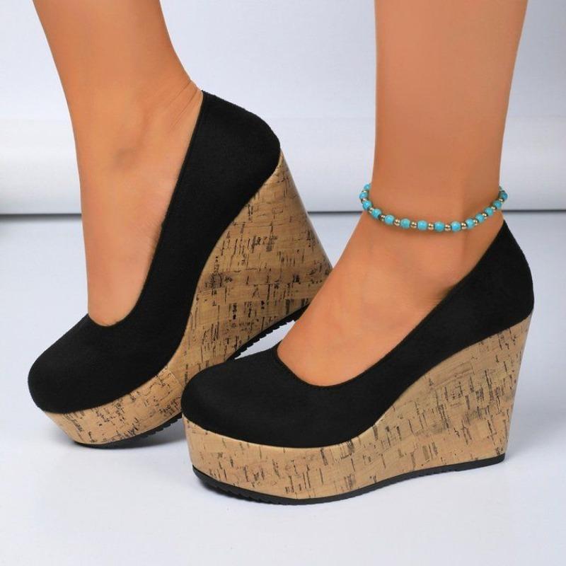 Oslavte Dámské boty Jaro Římské Dámské Vysoké podpatky Retro Šaty Lodičky Dámské Kulatá špička Boční zip Super Vysoké Klínky Boty Ženské