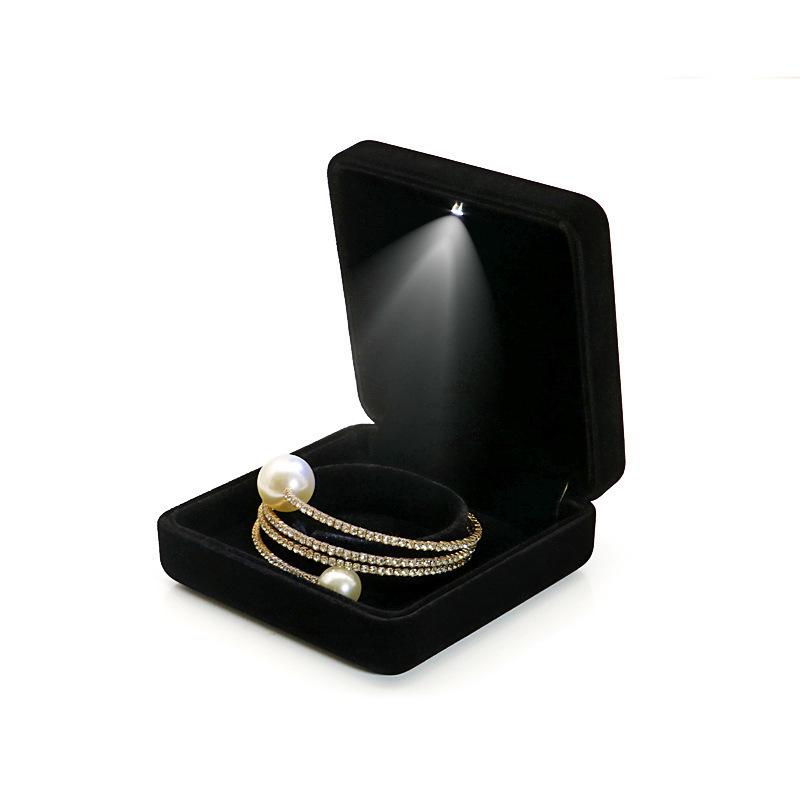 LED Light Jewelry Gift Box for Engagement Rings, Bracelets, Bangles, and Necklaces