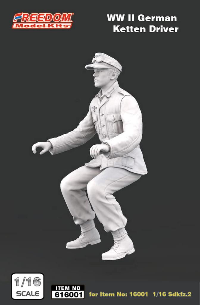 Freedom Model Kit 1/16 WWII German Sd.kfz.2 Kettenkraftrad Driver Figure Resin Kit FRE616001