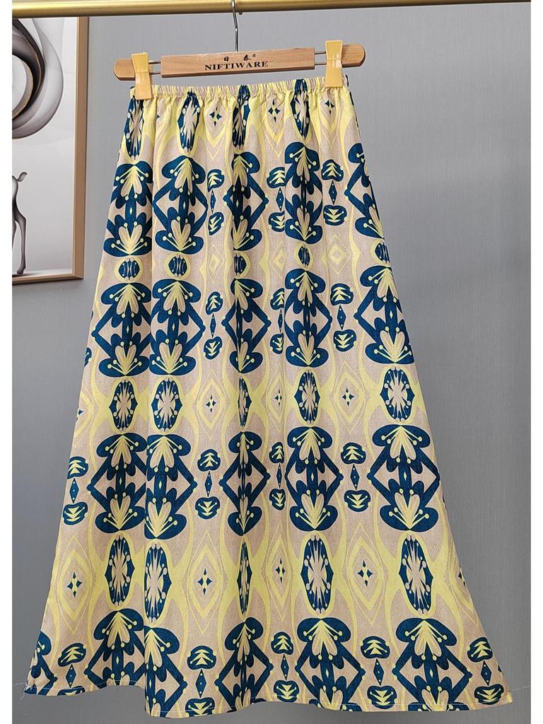 Γυναικεία καλοκαιρινή φαρδιά φούστα από βαμβακερή μεταξωτή - Plus μέγεθος, φιλική προς τη μητρότητα, Leisure Style Νοτιοανατολικής Ασίας