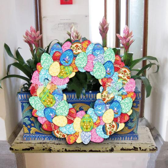 

Ретро узор красивый пасхальный венок передняя дверь красочное яйцо подвесная гирлянда домашний декор