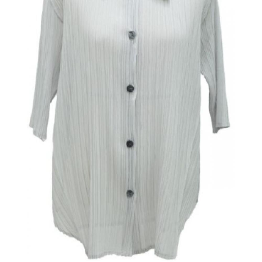 Shiz Madam Women Pleated Collar Long Shirt T57131