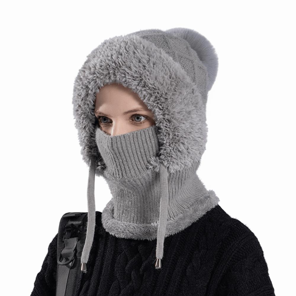 Fluffy Texture Warmth Cover Hat Neck Integrated Hat  Winter Season Outdoor Activities