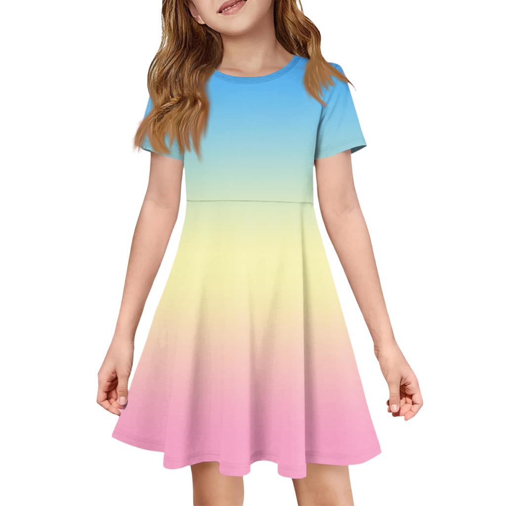 Mädchen Sommerkleid Farbe & Muster Kurzarmkleid Mit Tasche Freizeitkleid Kurze Ärmel Partykleid Ostertag