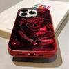 Elegante Rote Rose Regentropfen Muster Weiche Handyhülle für iPhone 17 16 Pro Max 16E 15 14 13 12 11 XS XR 7 8 Plus 1 Air Mattes Cover