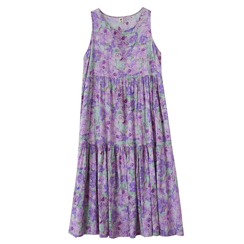Sleeveless Plus Size Vintage Floral New In Dresses for Women Casual Loose Long Summer Dress