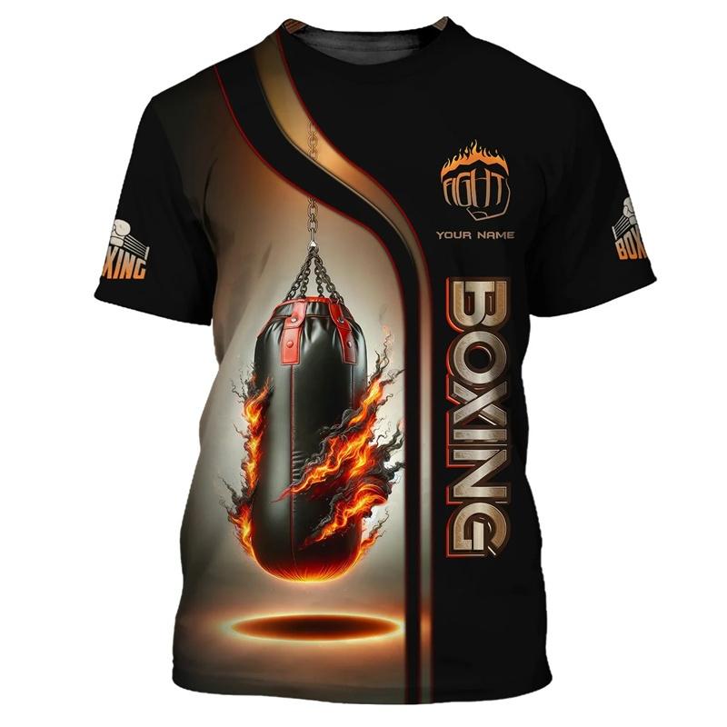 Boxer Uniform Pattern T Shirt For Men Customized Name 3D Printed Short Sleeve Tops Summer Casual Round Neck Loose Tee Shirts