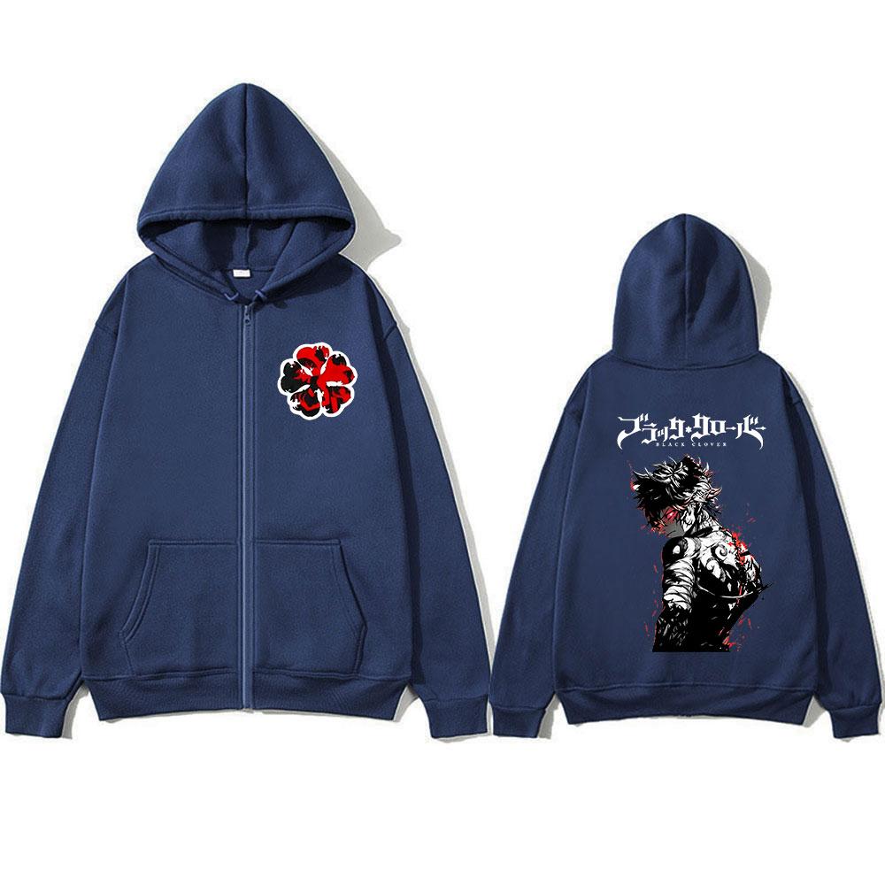Anime Black Clover Asta Zipper Hoodies Men Women Clothing Fashion Casual Loose Zip Up Hooded Sweatshirts Coats Jacket Streetwear