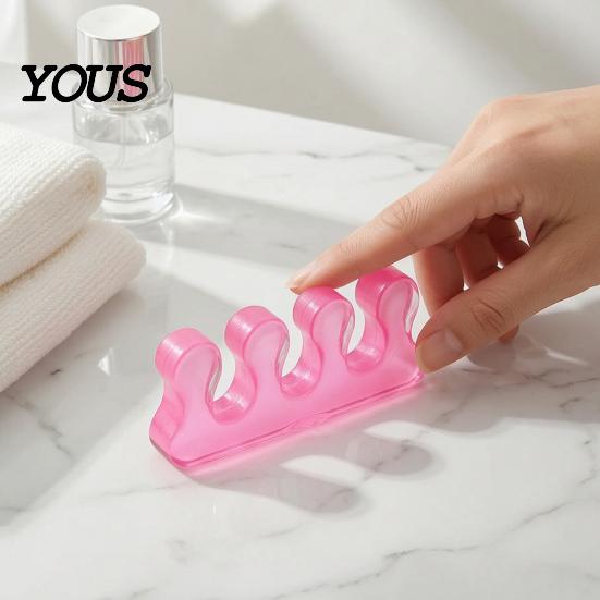 Manicure Toe Separator 1 Pair for Overlapping Toes, 3-Hole Blue Gel Bunion Corrector, Straightener Silicone Soft SEBS Foot Spacer Hallux Valgus, Women