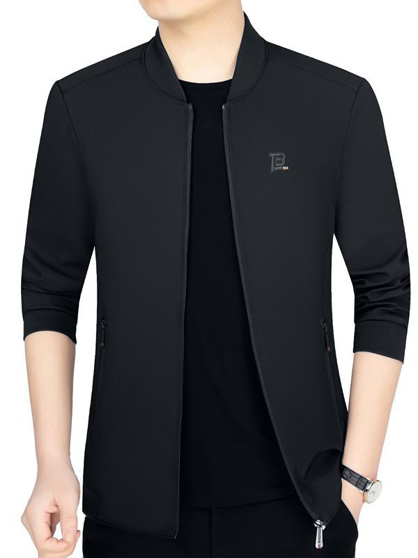 Men's Spring 2026 Stand-up Collar Jacket for Fathers: Trendy Business Casual Fashion