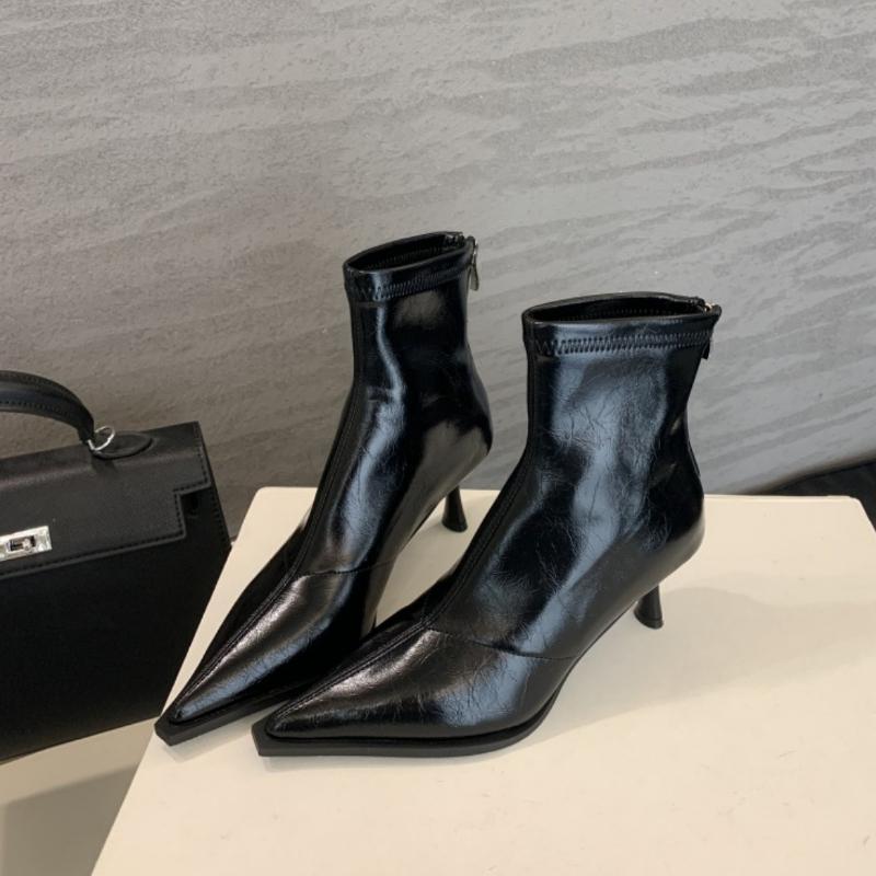Winter Design Slim Women High Heel Ankle Boots Elegant Pointed Toe Shoes Street Style Stripper Party Short Botas Mujer
