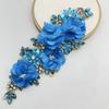 1PCS Handmade 3d sew on applique embroidery rhinestone flower patch for wedding dress