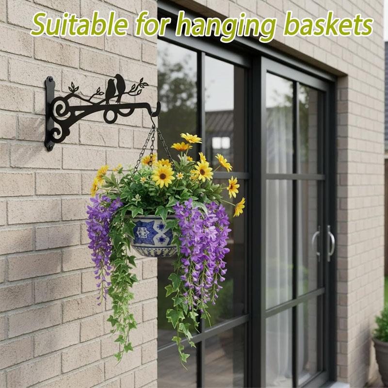 2/1Pcs Wall-Mounted Hook Flower Pot Holder Europe Vintage Iron Art Flower Stand Garden Decoration Wall Hanging Basket Bracket