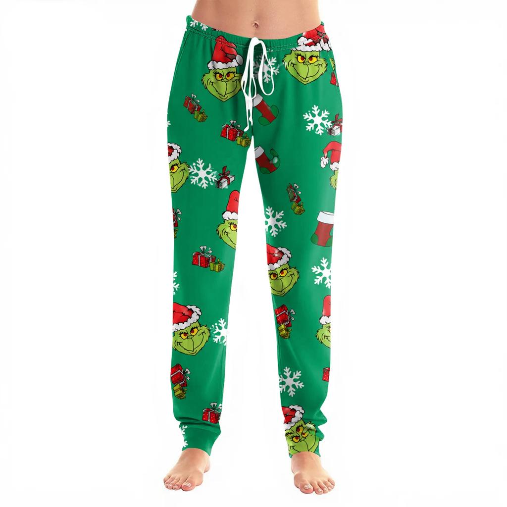 Women's Christmas Print Cuffed Jogger Pants with Pockets Casual Pants