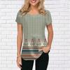 Summer Round Neck 3D Retro Floral pattern Print Top Fashionable Casual Short Sleeved Women's T-shirts