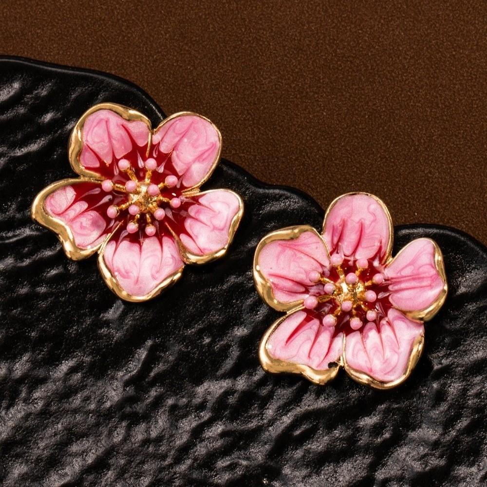 Enamel Flower Earrings Drip Oil Drop Earrings Fashion Floral Stud Earrings  Girls