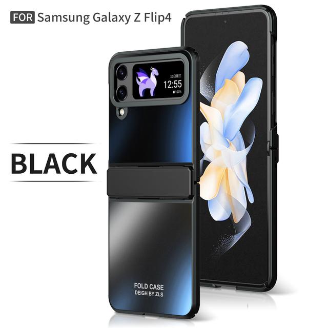 

Для Samsung Galaxy Z Flip 4 3 5g ультратонкий чехол с гальваническим покрытием, матовый складной шарнир, противоударный защитный чехол for Galaxy Z Flip 3 чёрный