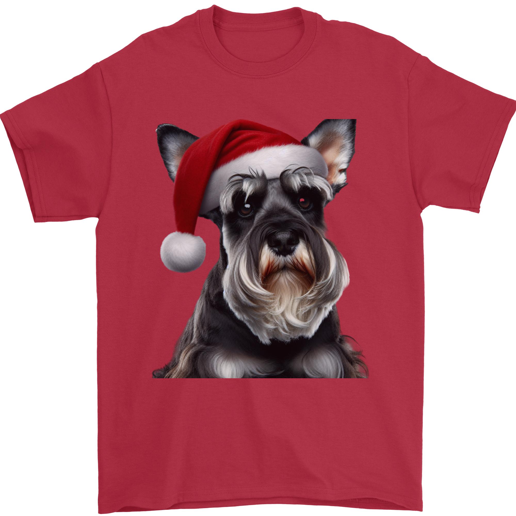 Christmas Schnauzer Dog Xmas Hat Unisexs TShirt 100 Cotton S