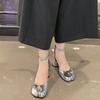 Fashion Tabi Ninja Shoes WomenRound Split Toe Shallow Thick Heel Sandals Single Mid Heel Mary Janes Shoes Female Pumps
