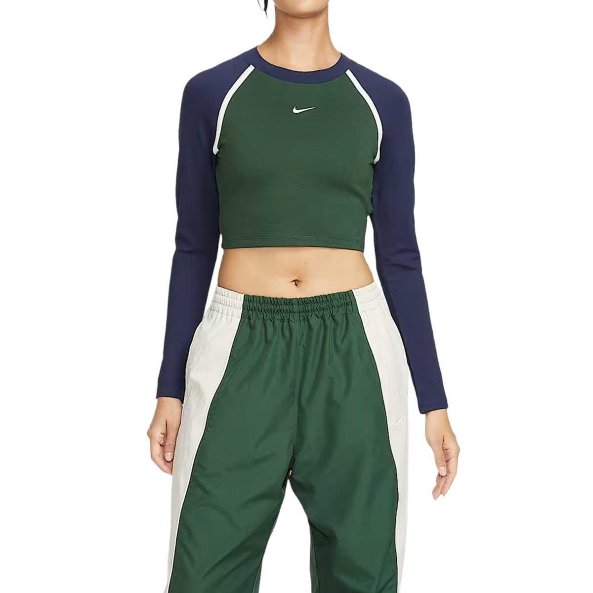 Женский укороченный лонгслив Nike Sportswear Color Block, облегающий, с длинным рукавом, пуловер, топ IF0339-323 S