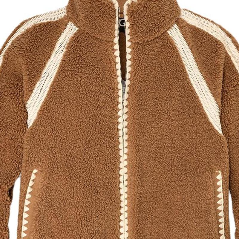 UGG Color Block Striped Zip Long Sleeve Jacket Women Jackets Brown 1161670-CHE