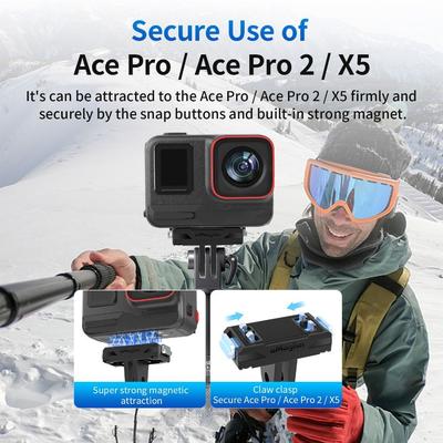 Quick Release Magnetic Mount Adapter 1/4 Screw ABS Mount Bracket Lightweight Durable Base Adapter for Insta360 X5/Ace Pro 2/Ace