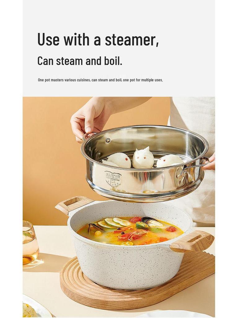 Mingjue Non-stick Maifan Stone Soup & Stew Double-ear Pot for Induction Cookers