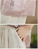 Women's V-Neck Cotton & Linen Embroidered Shirt with 5-Point Sleeves - New Chinese Style, Loose Fit, Versatile for Summer.