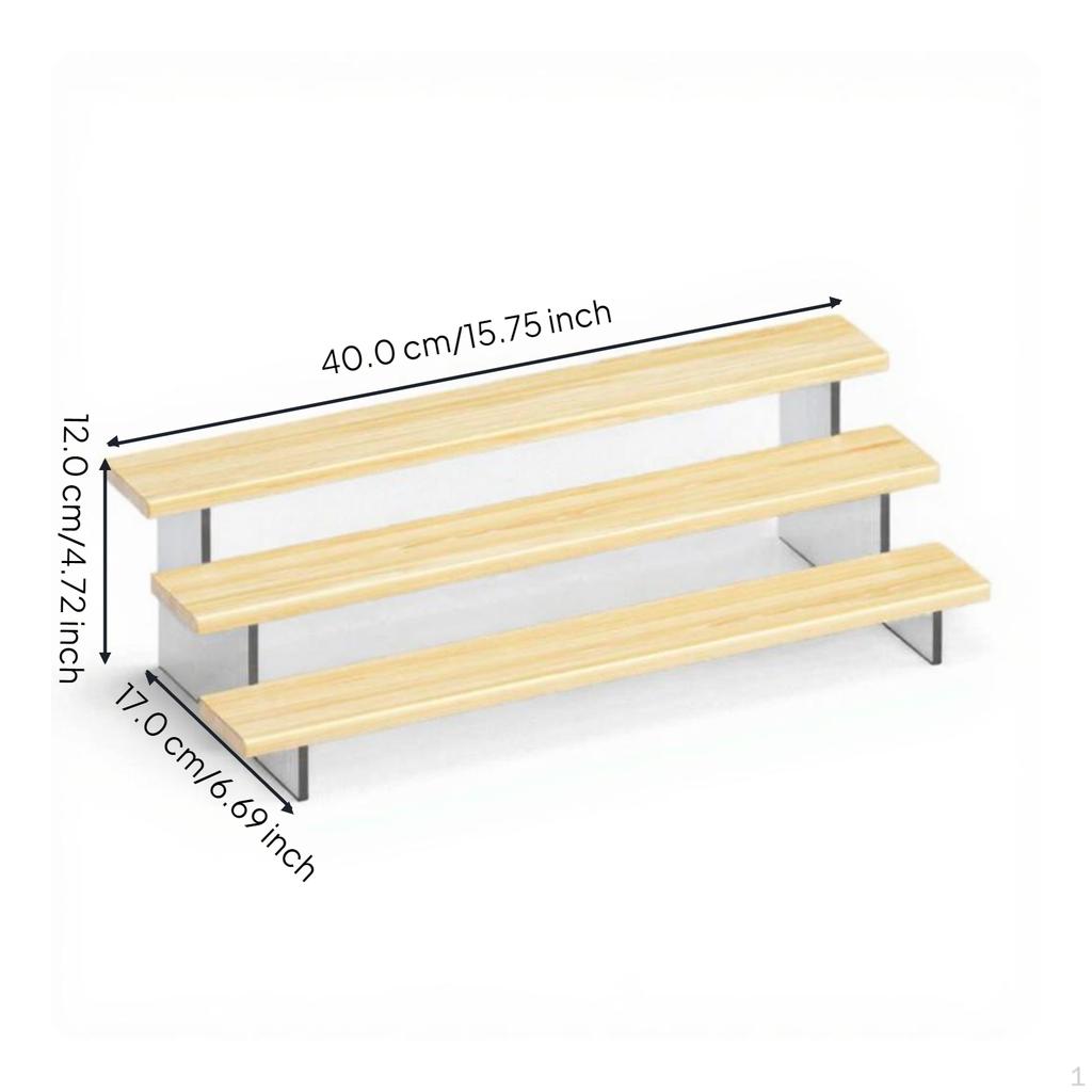Wooden Display Stand, Acrylic Tiered Organizer, Desktop Shelf, MultiFunctional Storage for