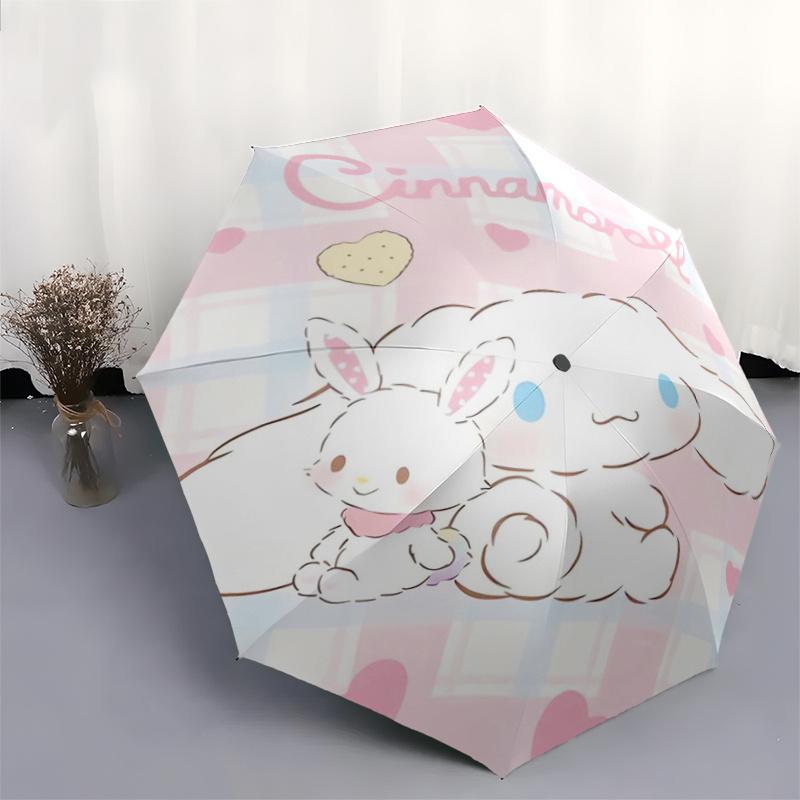1pc Little Rabbit & Cinnamoroll Idea Pattern Beautiful Looking Automatic Folding Umbrella, 3 Folding, 8 Iron Frame Design, Durable and Suitable for Tr