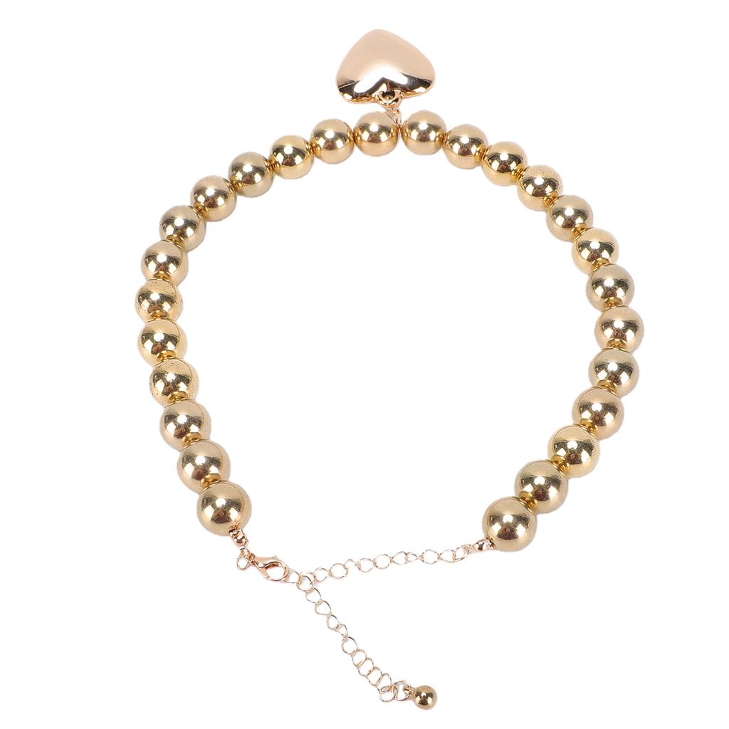Large Bead Necklace Heart Shape Pendant Chunky Chain Necklace Collar Chain for Women Party Anniversary Gold