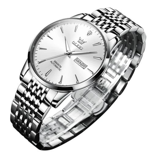 

Men s Automatic Mechanical Watch with Black Metal Strap, Business Style