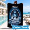 Custom Name Corpse Bride Art Heart In Space Adventure Microfiber Beach Towel, Lightweight for Summer Travel, Swimming Pool Fan Gift