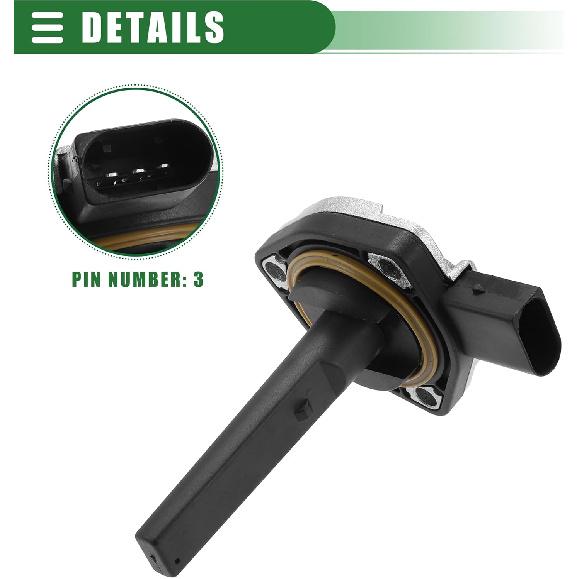 Motoforti Car Oil Level Sensor, Engine Oil Sending Unit, for BMW 323i 1999-2000, Metal Plastic, No.12617508003, Black Silver Tone