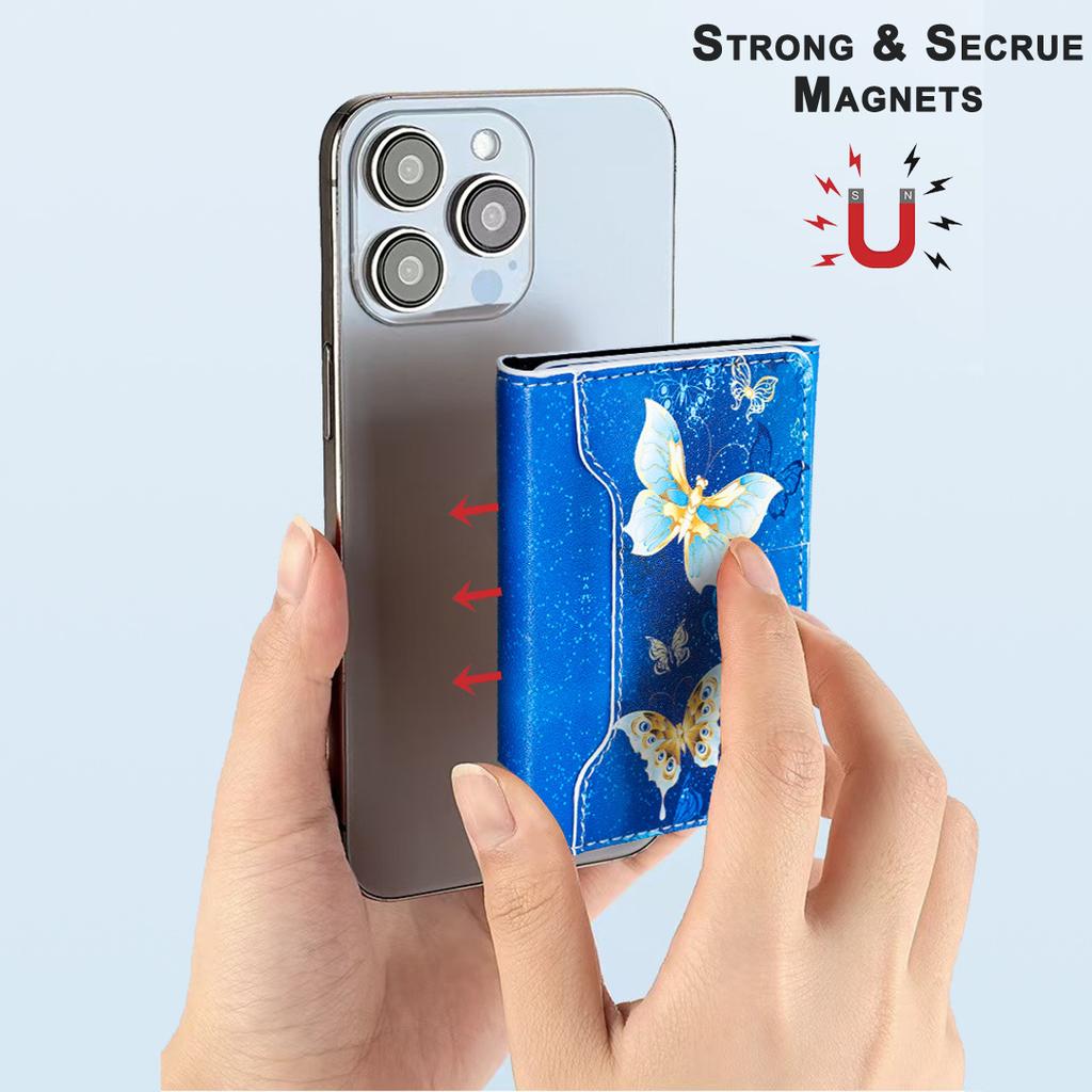 Bolsa de cartão divisória magnética Magsafe universal para telemóvel iPhone, bolsa de cartão de armazenamento pintada com cartoon Samsung
