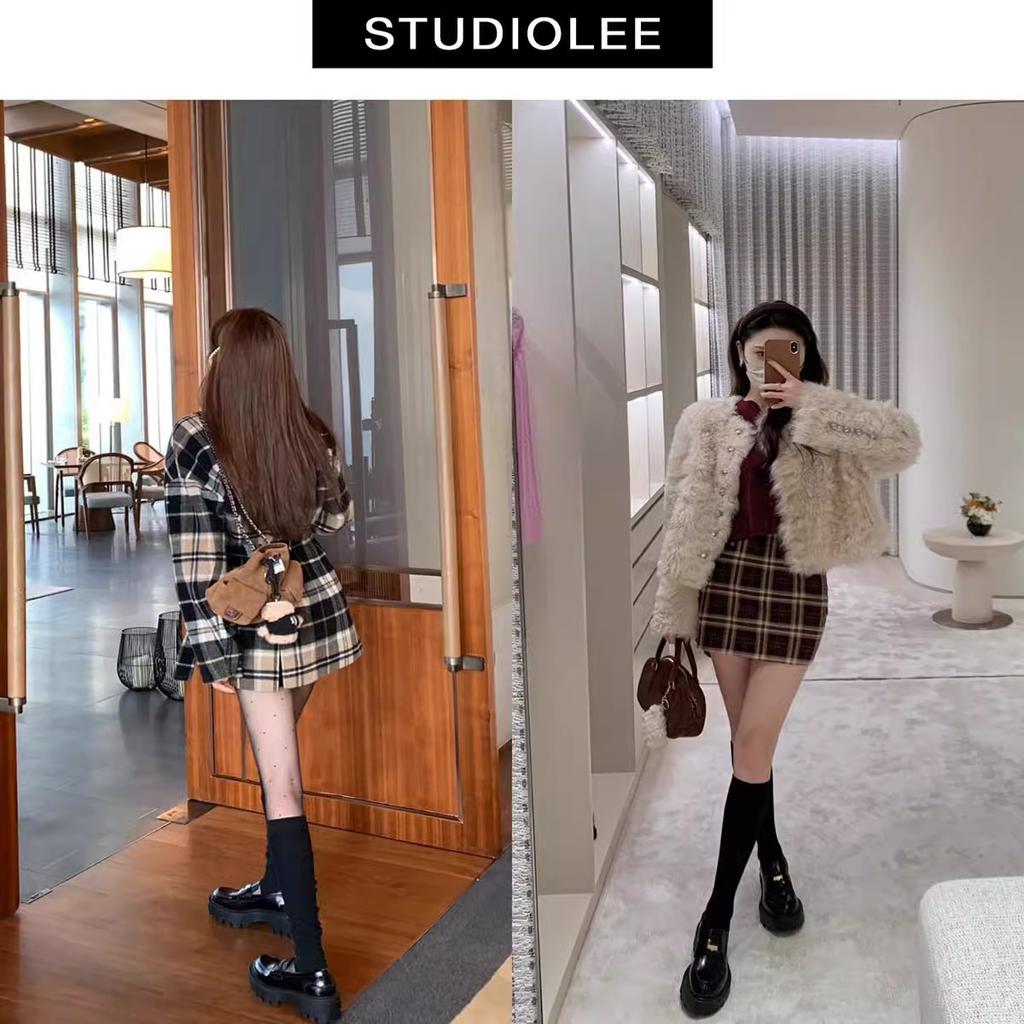 Cowhide version~ Grape mother, the same style of gas small gold coins, pointed round head thick heel, one pedal loafers, women's platform small le