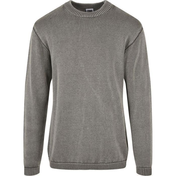 Sweat-shirt - URBAN CLASSICS - Ribbed Raglan Sweater - Gris - Manches Longues - Col Classique