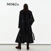 MO&Co. NOIR Faux Leather Double-Breasted Trench Coat