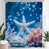 Ocean Animals Shower Curtains,Dolphin Sea Turtle Fish Coral Underwater Cave Scenery Fabric Children Bath Curtain Bathroom Decor