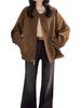 Women's Retro Brown Short Jacket - Autumn/Winter 2025 Korean Style