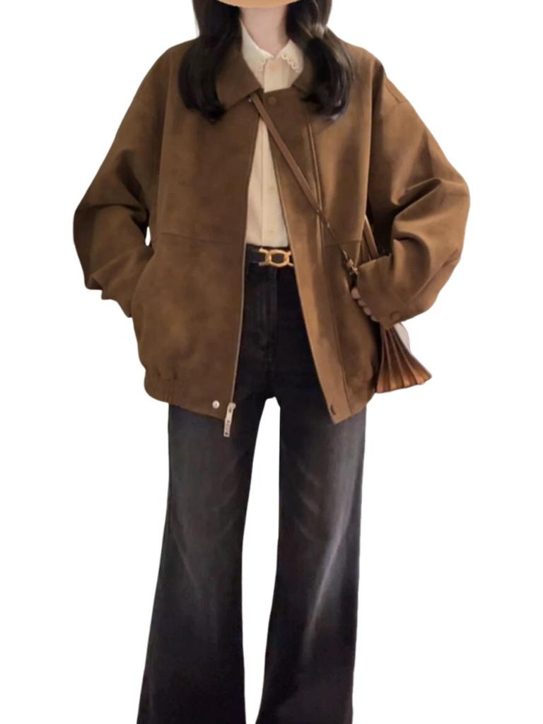 Women's Retro Brown Short Jacket - Autumn/Winter 2025 Korean Style