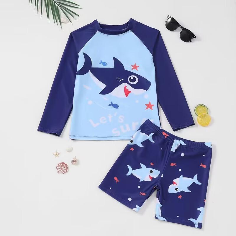Boys' Long Sleeve Two-Piece Rash Guard Swimsuit