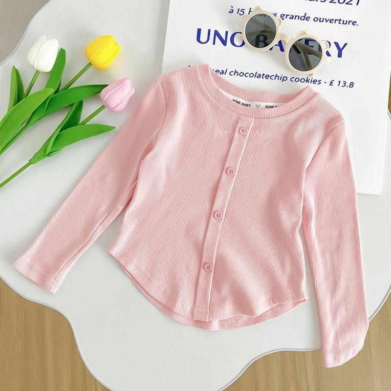 Children's T-Shirts Slim Top Solid Color Fashion Breasted T-shirt Long Sleeve Girls Play Undershirt Kids Clothes for Girls