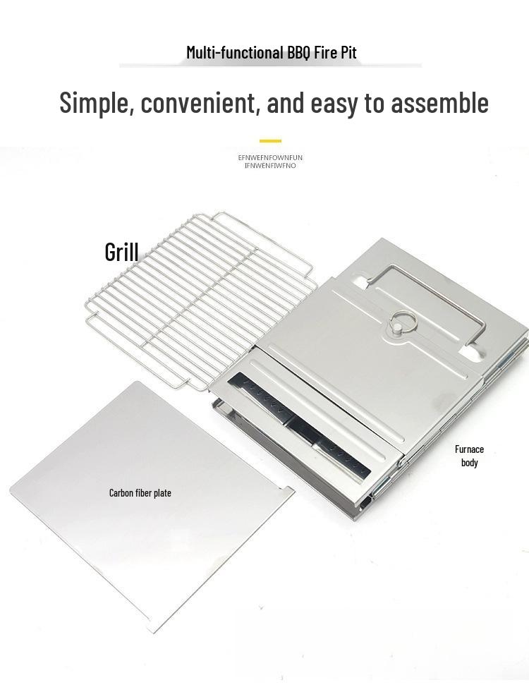 

Compact Stainless Steel Folding BBQ Grill - Square Rack, Large & Small Sizes for Outdoor Camping.