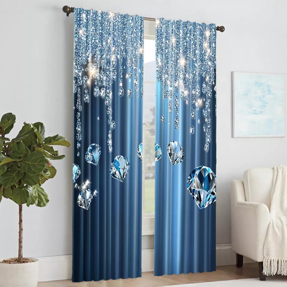 2Pcs Abstract Printed Window Curtain For Bedroom Office Kitchen Living Room And Study With Rod Hole Window Treatment