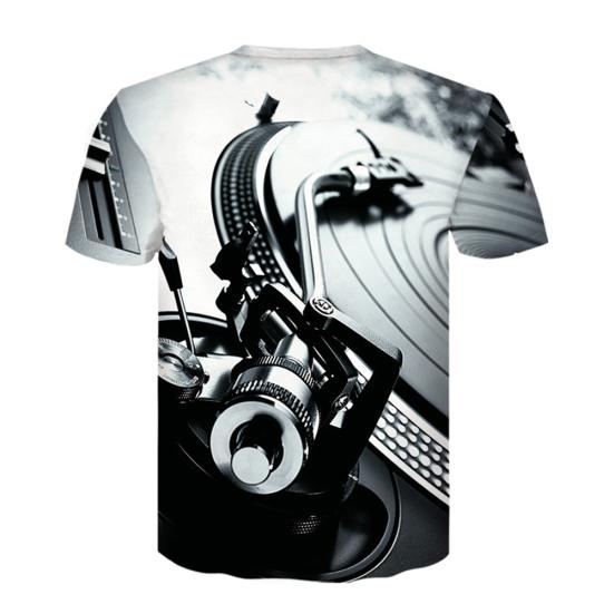 Men 3D Technics Turntable DJ Music Audio Print Short Sleeve Round Neck T-Shirt